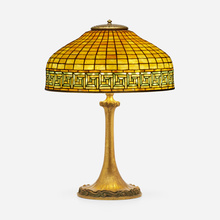 Appraisal: Tiffany Studios GREEK KEY TABLE LAMP USA c leaded glass