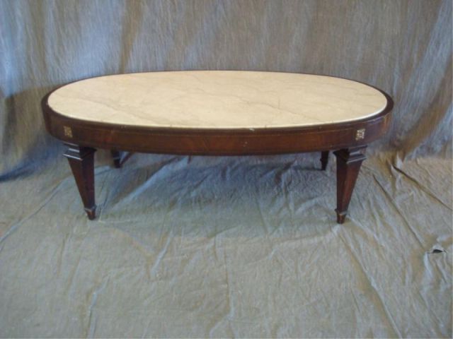 Appraisal: Mahogany Marbletop Coffee Table Oval with a marble insert From