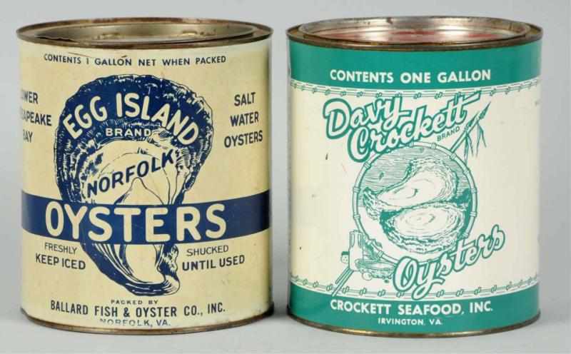 Appraisal: Lot of One-Gallon Oyster Tins Light soiling and wear only