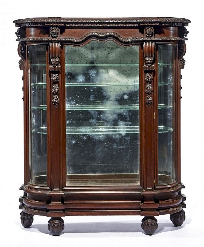 Appraisal: American oak china cabinet probably Horner American oak china cabinet