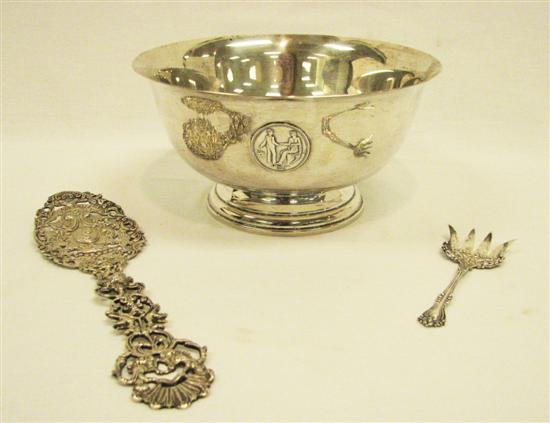 Appraisal: Silver Continental spoon with cherub sterling sardine fork sterling Revere