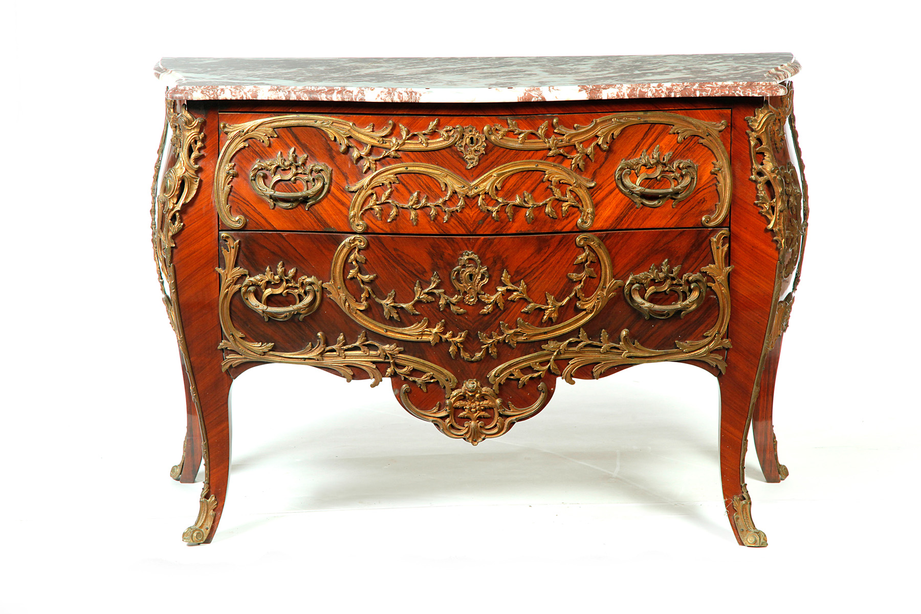 Appraisal: FRENCH-STYLE COMMODE European early th century mixed woods Fruitwood veneer