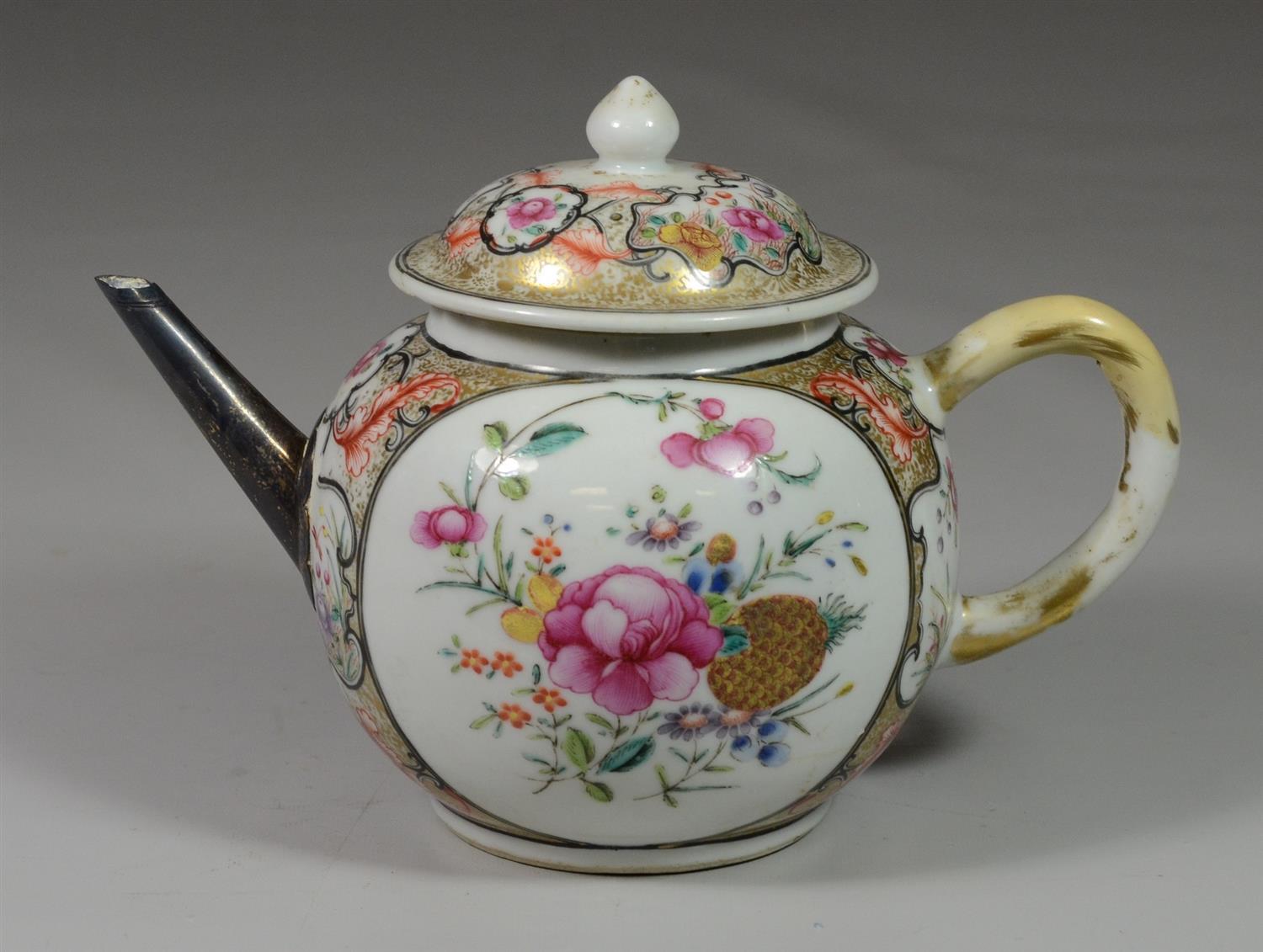 Appraisal: Chinese Export Famille Rose decorated teapot with old repair to