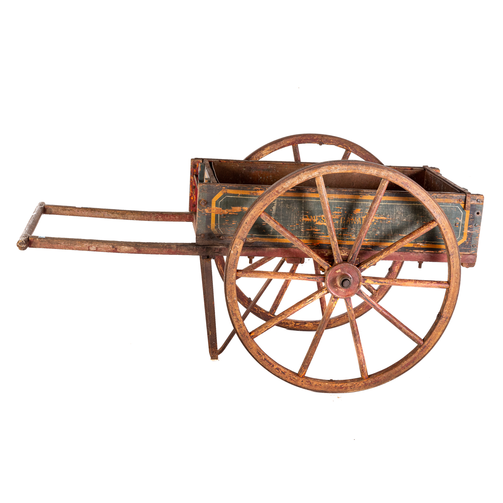 Appraisal: PAINTED VENDORS WAGON CART th century painted cart with removable