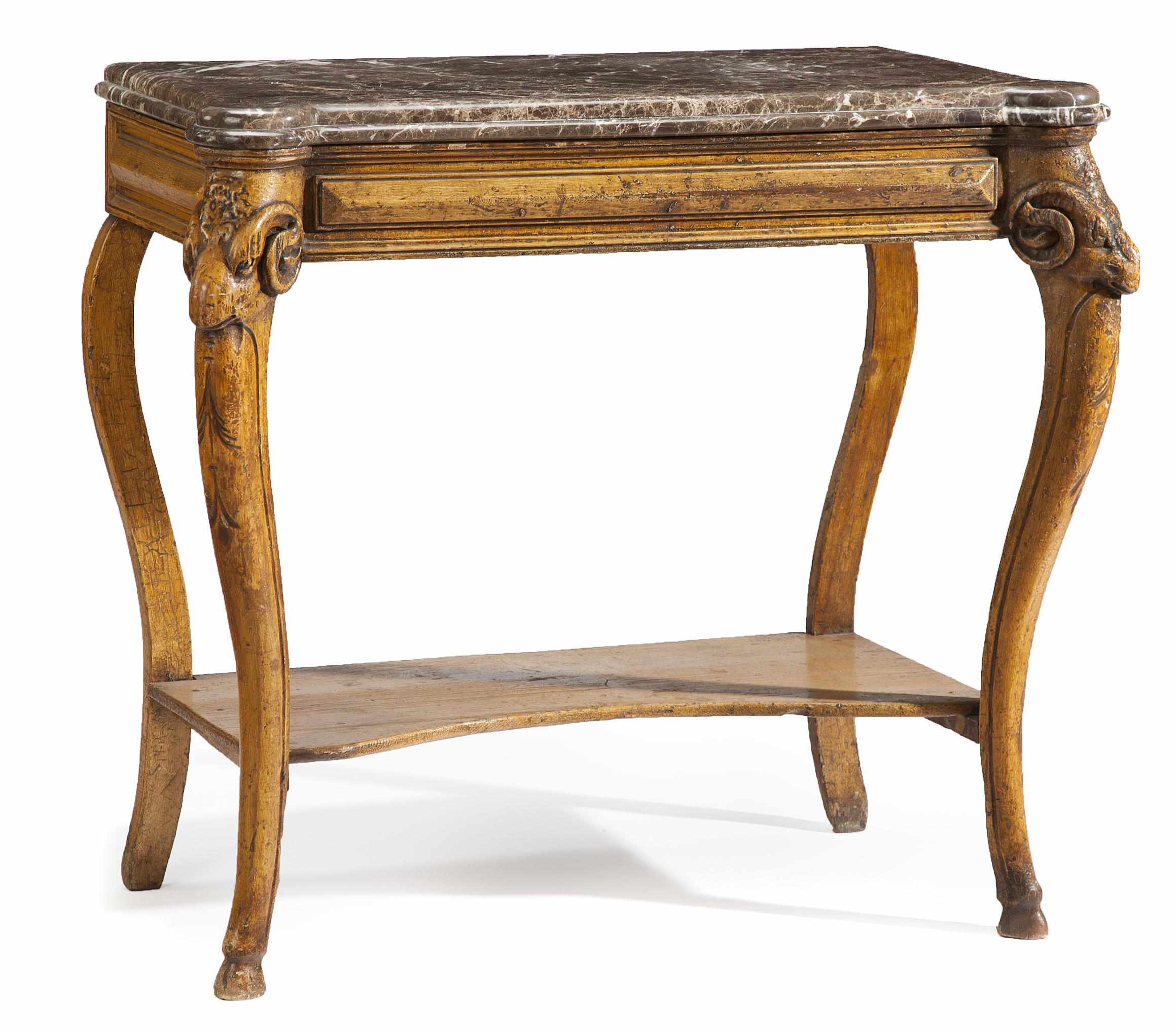 Appraisal: A Neoclassical style paint decorated console with marble top late