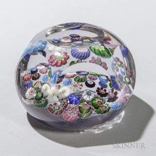 Appraisal: Clichy Glass Paperweight France th century floriform with multicolored miniature