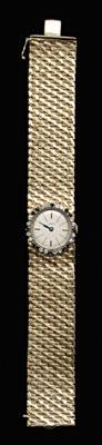 Appraisal: Geneva diamond sapphire watch ladies kt yellow gold mesh band