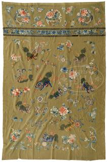 Appraisal: CHINESE EMBROIDERED WALL HANGING CHINESE EMBROIDERED WALL HANGING China Qing