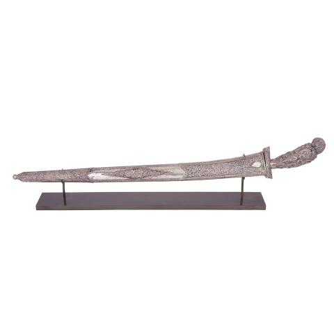 Appraisal: A Persian Silver Dagger th Century Carved with detailed floral