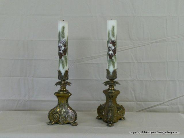 Appraisal: Solid Brass Formal Candle Stick Centerpieces - Beautiful large claw