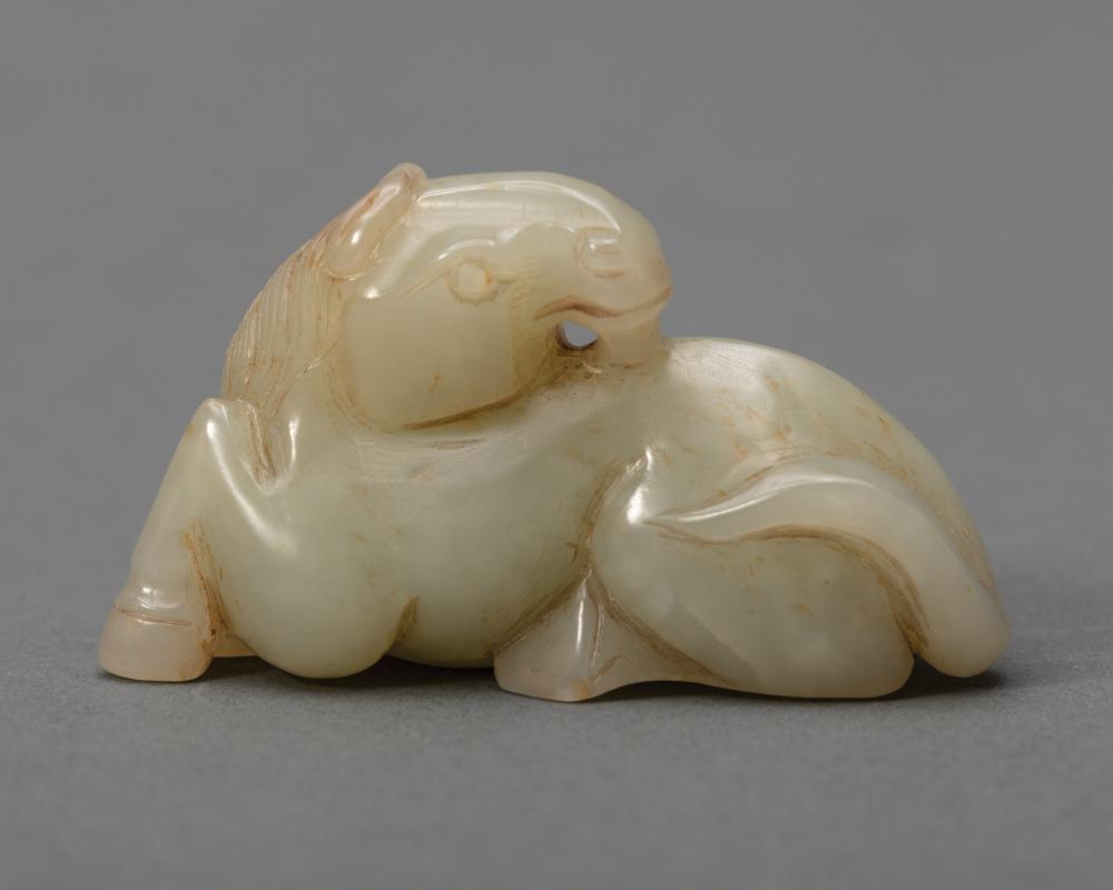 Appraisal: Chinese Pale Celadon Jade Recumbent Horse h in l in