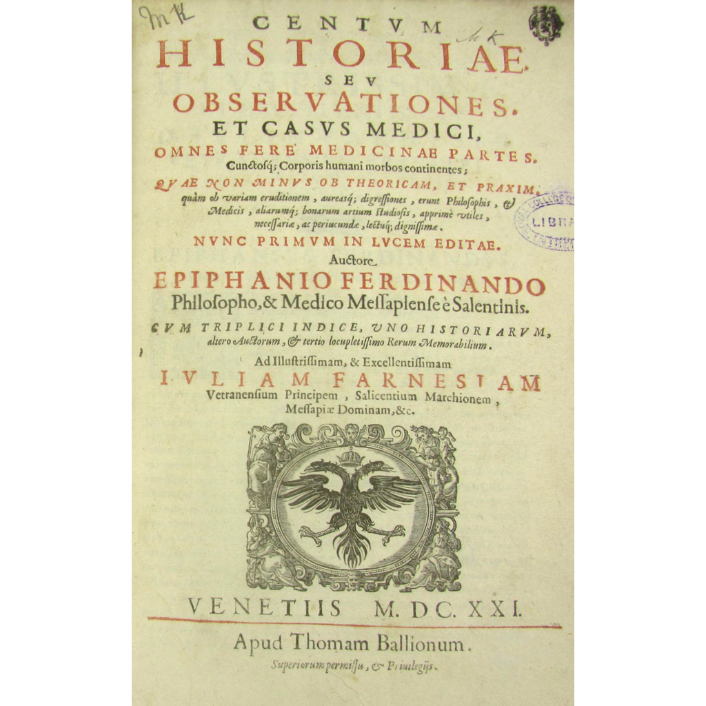 Appraisal: Ferdinandus Epiphanius Centum Historiae seu Observationes et Casus Medici omnes