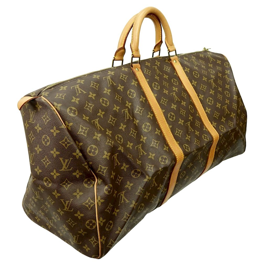 Appraisal: Louis Vuitton Brown Canvas Monogram Keepall Bag Louis Vuitton Brown