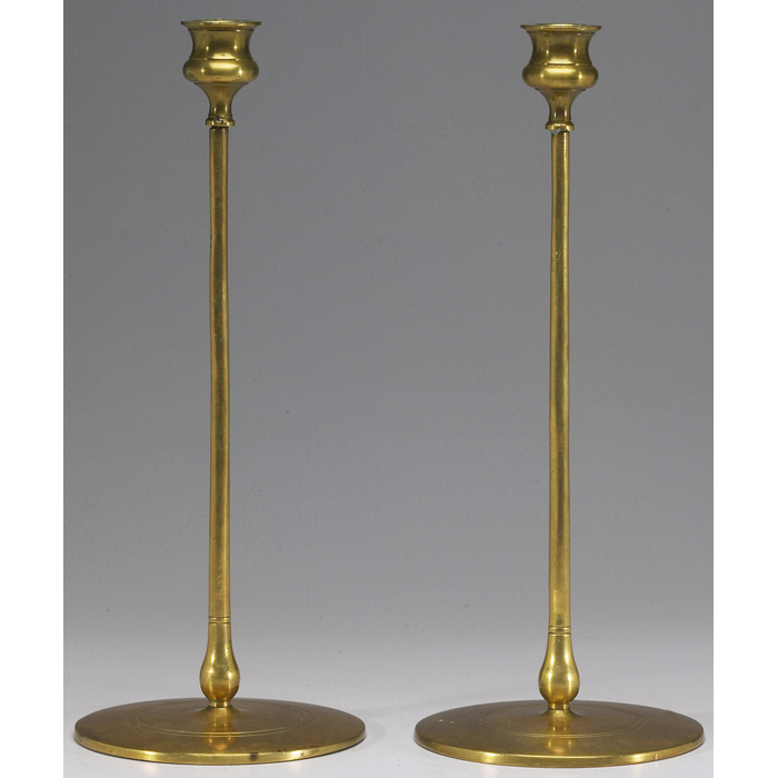 Appraisal: Jarvie candlesticks pair Delta bronze with an original patina signed