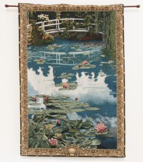 Appraisal: Machine Woven Water Lilies Tapestry Machine woven tapestry inspired from