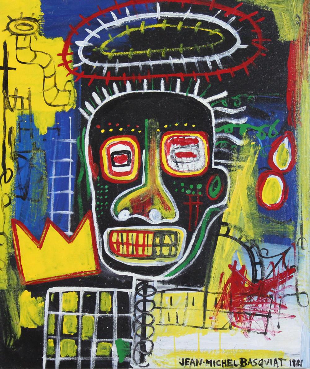 Appraisal: OIL ON CANVAS IN THE STYLE OF JEAN-MICHEL BASQUIAT New