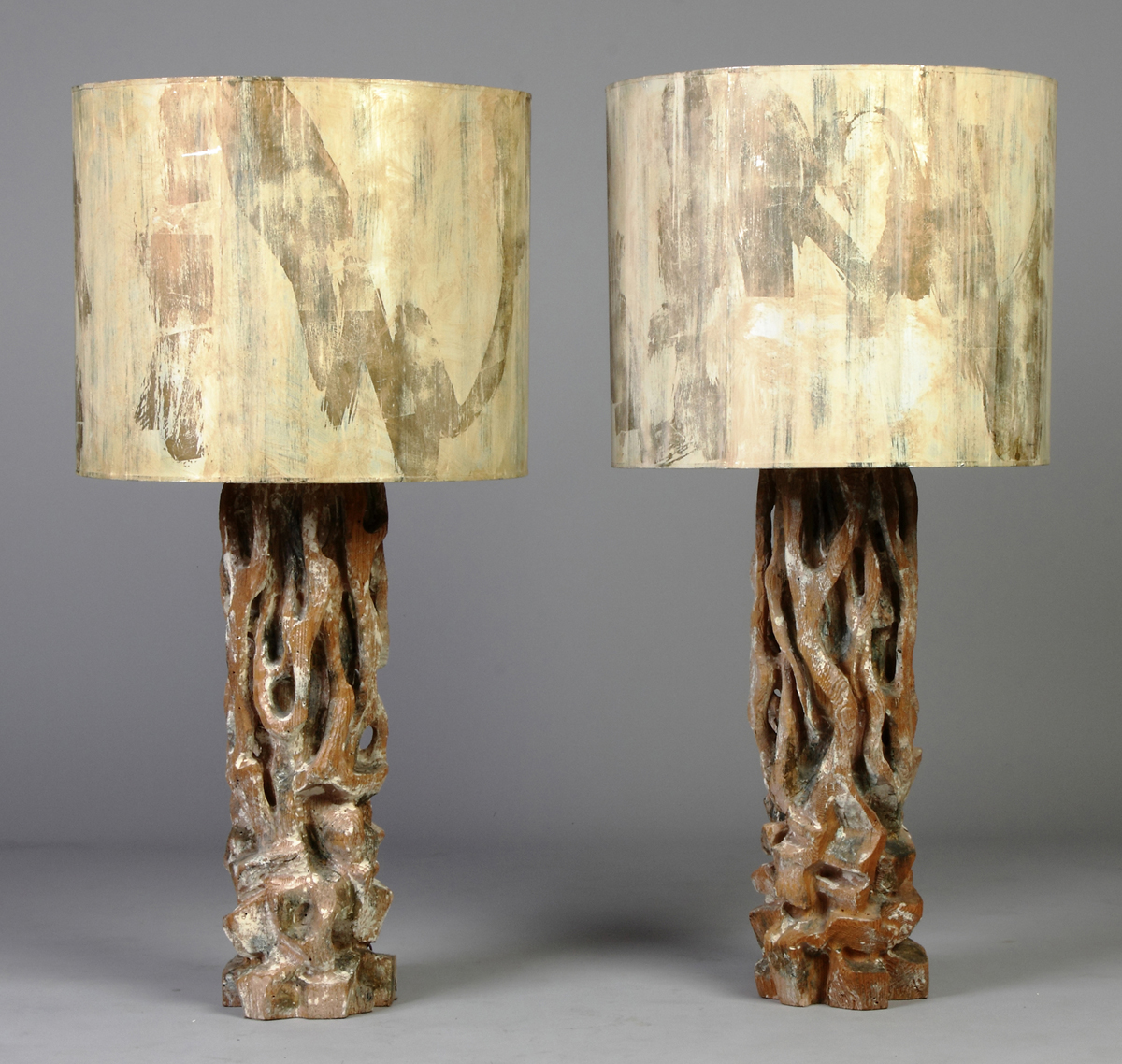 Appraisal: Pair of James Mont - Tree Trunk Lamps New York