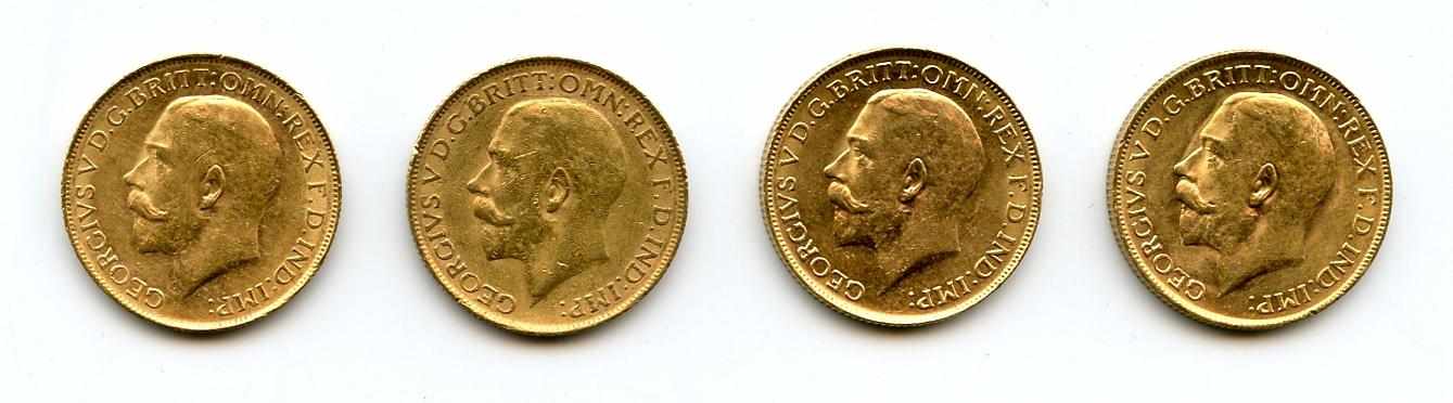 Appraisal: Australia George V Sovereigns -P KM- An interesting quartet of