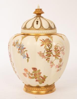 Appraisal: A Royal Worcester blush ivory pot pourri vase liner and