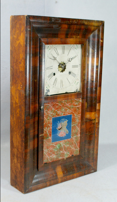 Appraisal: Rosewood EN Welch hr box clock reverse painted American Eagle