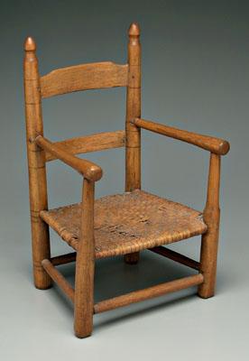 Appraisal: Ladder back child s armchair maple and hickory with oak