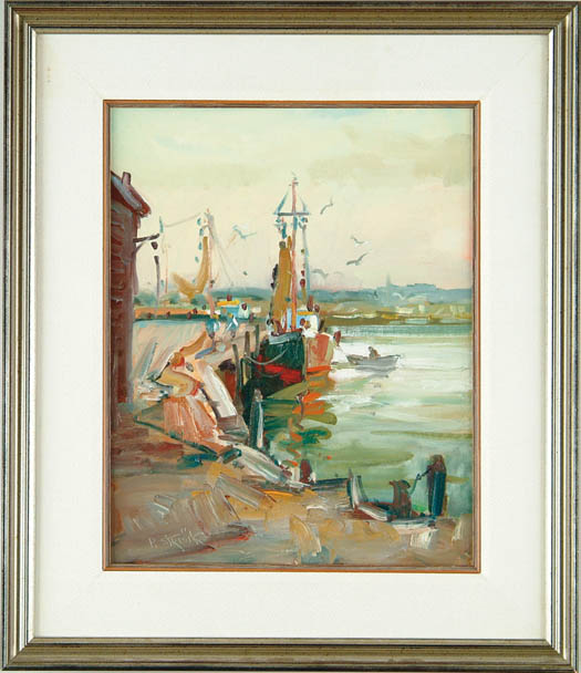 Appraisal: PAUL STRISIK American - HARBOR SCENE Oil on board Gloucester