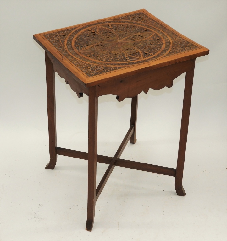 Appraisal: ANGLO-INDIAN CARVED WOOD SIDE TABLE STAND India Early th CenturyRectangular