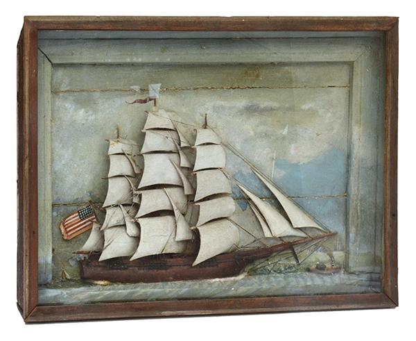 Appraisal: SHIP DIORAMA IN GLASS CASE HEIGHT X WIDTH X CM