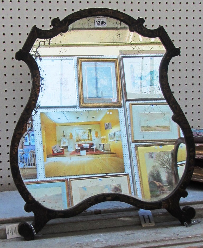 Appraisal: A th century chinoiserie decorated table top strut mirror of