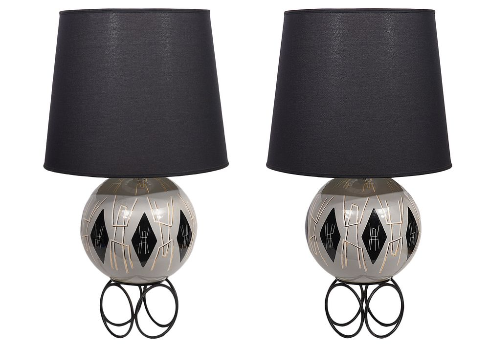 Appraisal: Pr Tye of California Spherical Table Lamps Pair of Tye