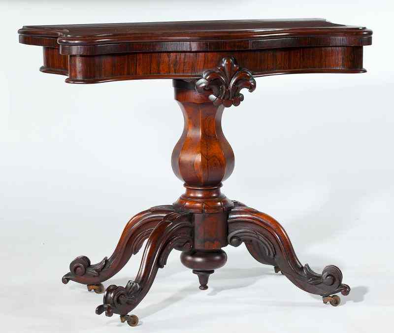 Appraisal: William IV Game Tablecirca rosewood and rosewood veneers molded serpentine