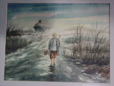 Appraisal: AMIKO MARTIN TWO ASIAN WATERCOLORS