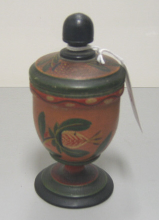 Appraisal: LEHNWARE PEDESTAL SAFFRON CUP The lidded turned wood spice box