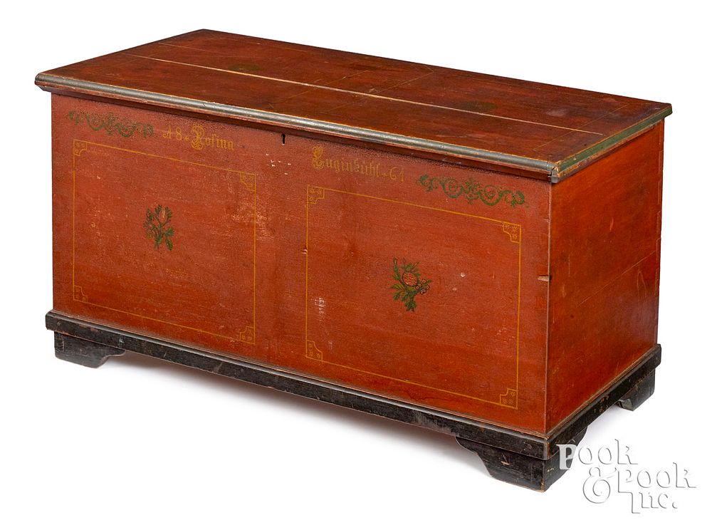 Appraisal: Ohio painted pine dower chest Ohio painted pine dower chest