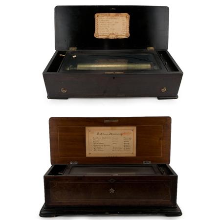 Appraisal: Two Swiss Cylinder Music Boxes Estimate -