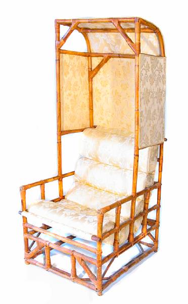 Appraisal: A bamboo canopy chair height ft in width in depth