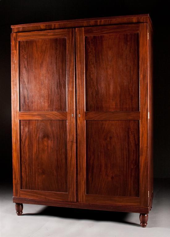 Appraisal: American Classical mahogany two-door wardrobe Baltimore Maryland circa interior with