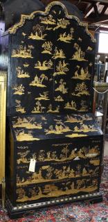 Appraisal: George II style Chinoiserie decorated secretary George II style Chinoiserie