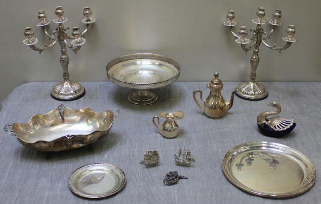 Appraisal: Silver Miscellaneous Hollow Ware Grouping Includes an silver and cobalt