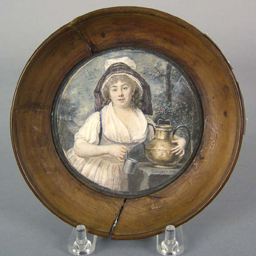 Appraisal: Niklas Lafrensen Swedish - round miniature portrait on ivory of