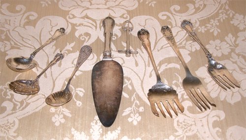 Appraisal: Title pc Sterling Serving Utensils including large serving forks serving