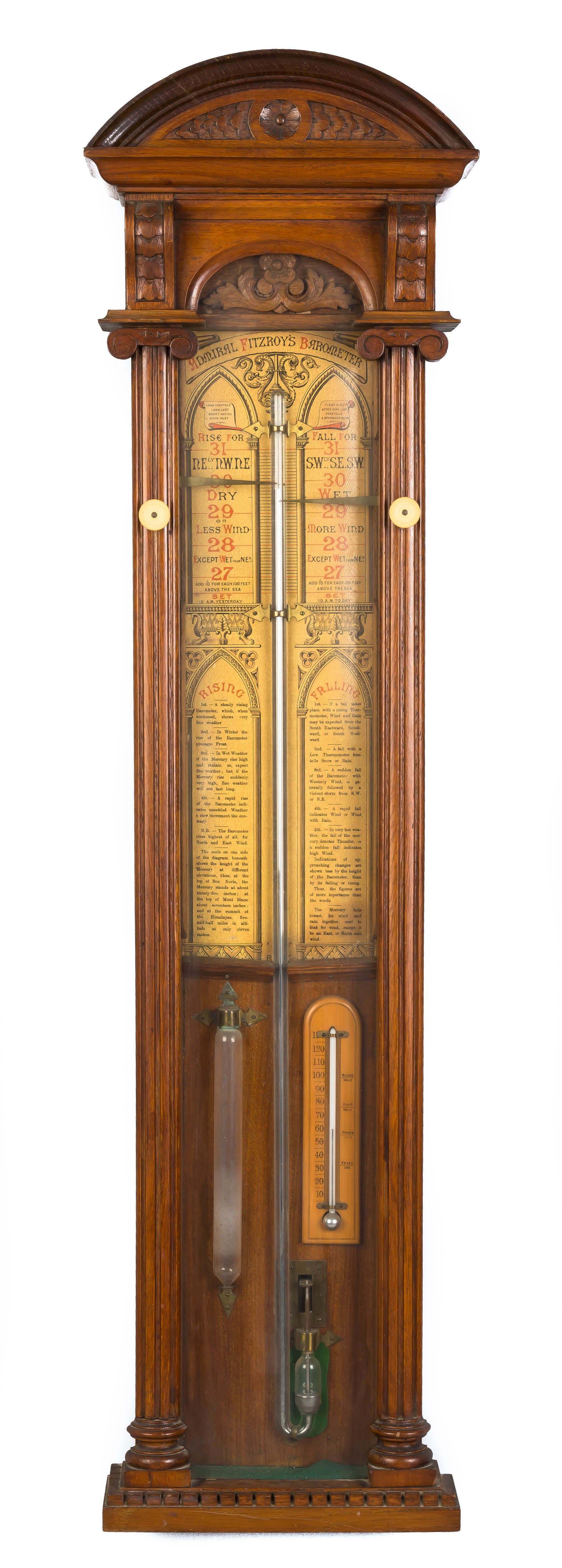 Appraisal: Admiral Fitzroy's Barometer and Thermometer th century Carved oak case