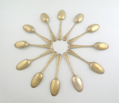 Appraisal: A rare set of twelve early George II silvergilt dessert