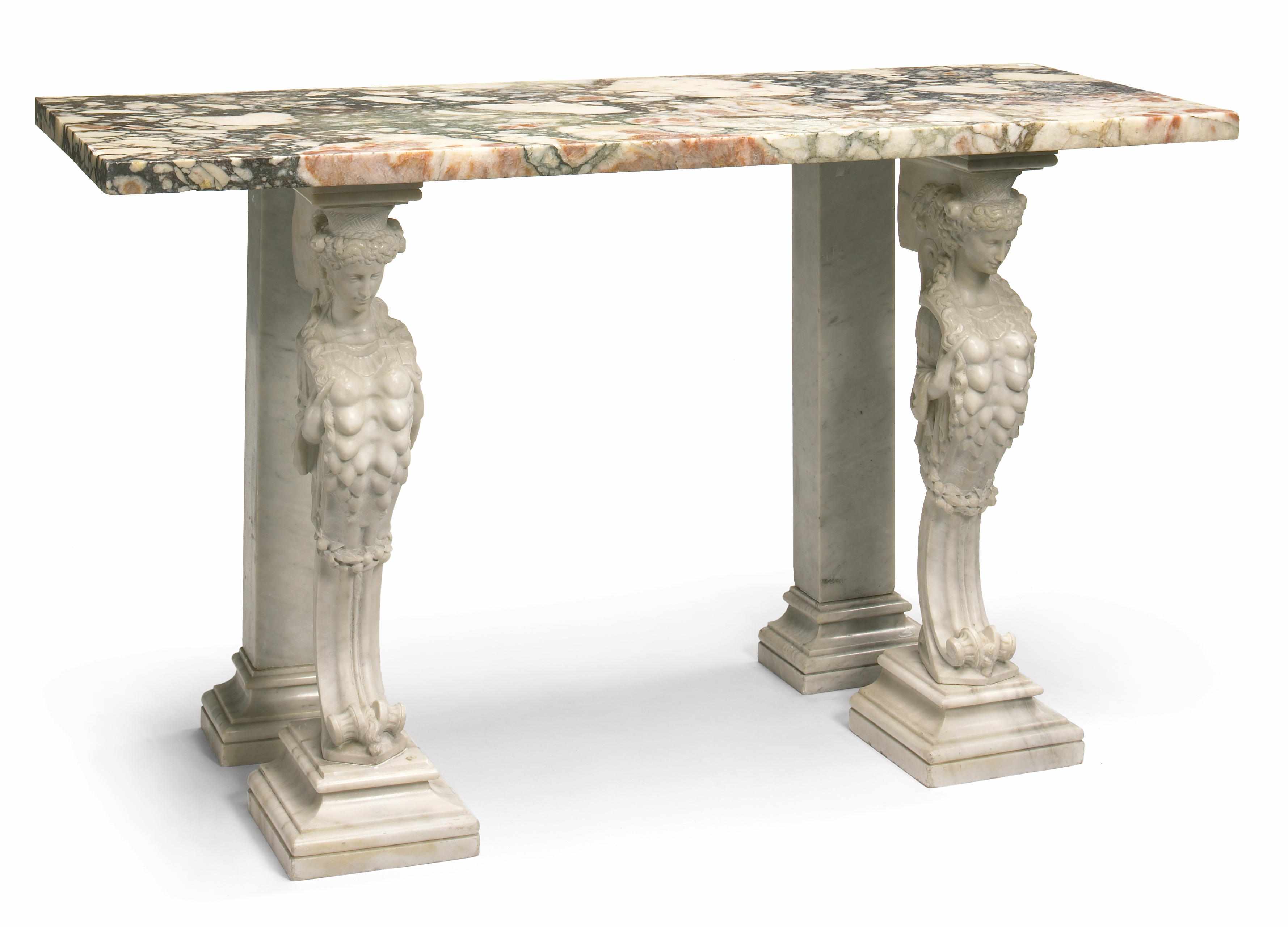 Appraisal: A Neoclassical style carved marble console late th century The