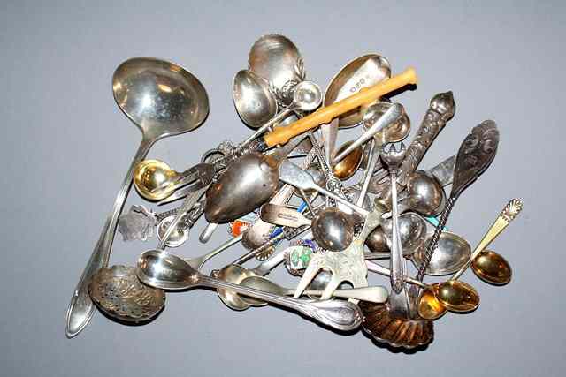 Appraisal: A COLLECTION OF VARIOUS SILVER AND PLATED SPOONS