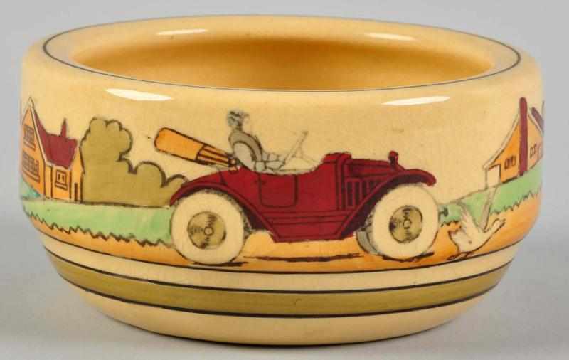 Appraisal: Roseville Touring Pattern Pottery Bowl Open air car with lady