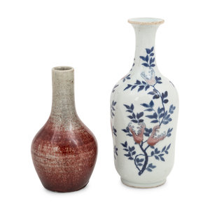 Appraisal: Two Chinese Porcelain Vases th Century comprising a peach bloom