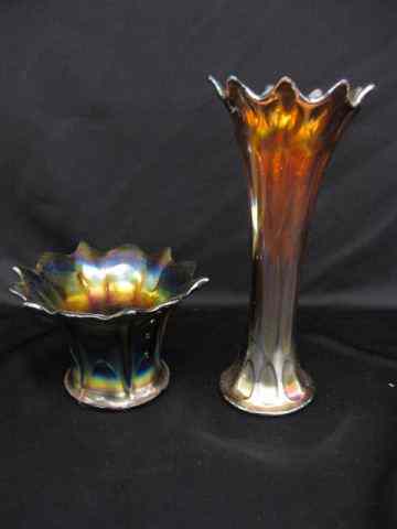 Appraisal: Carnival Glass Vases amethyst '' ''