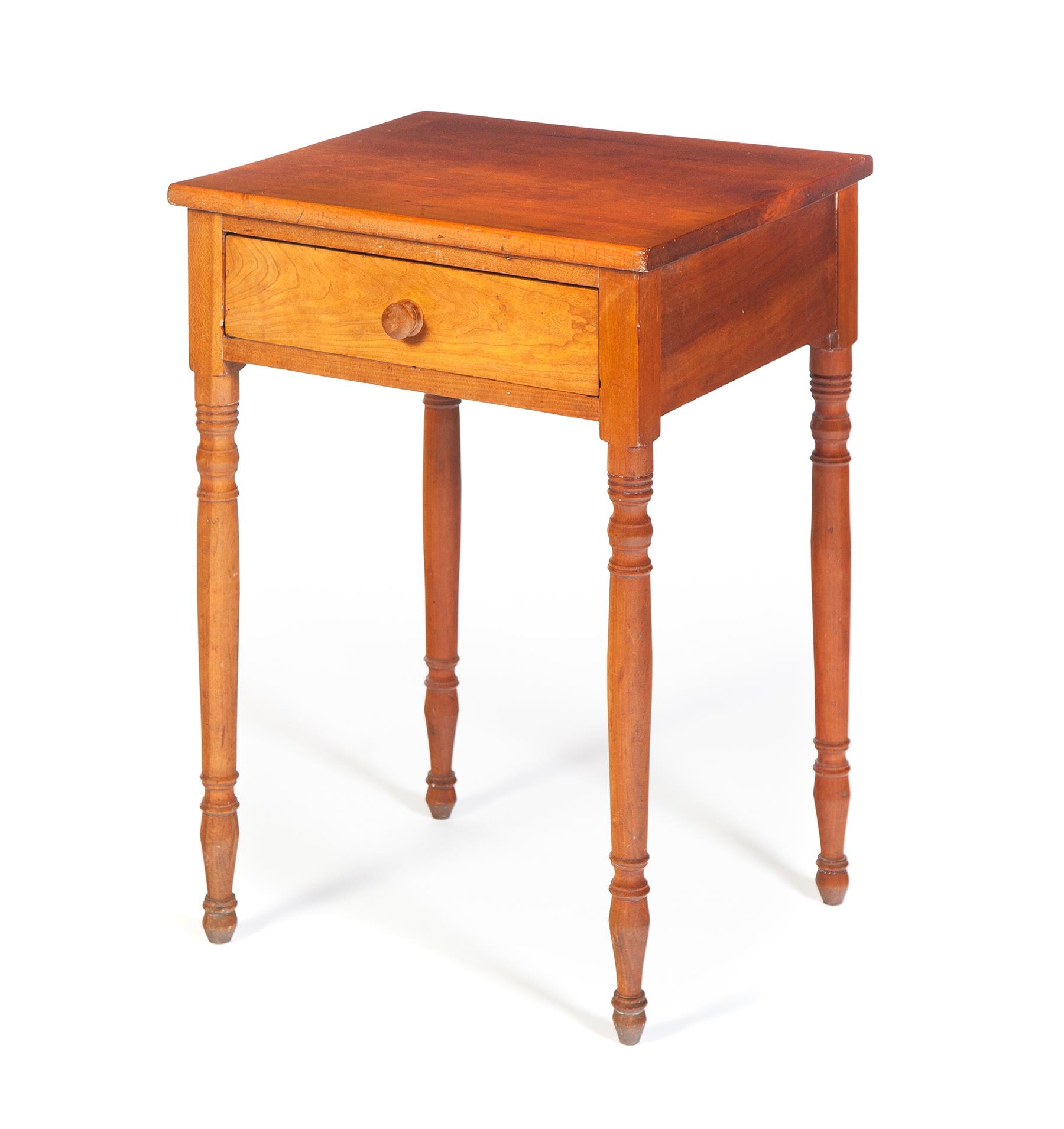 Appraisal: AMERICN COUNTRY SHERATON ONE-DRAWER STAND Mid-nineteenth century cherry with poplar