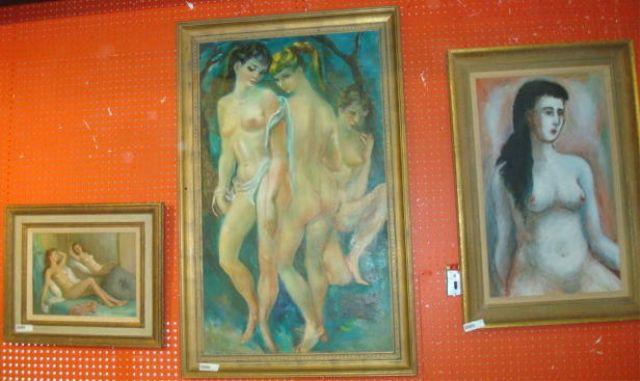 Appraisal: Oil Paintings of Nudes Signed lower Martin Honigsberg From a